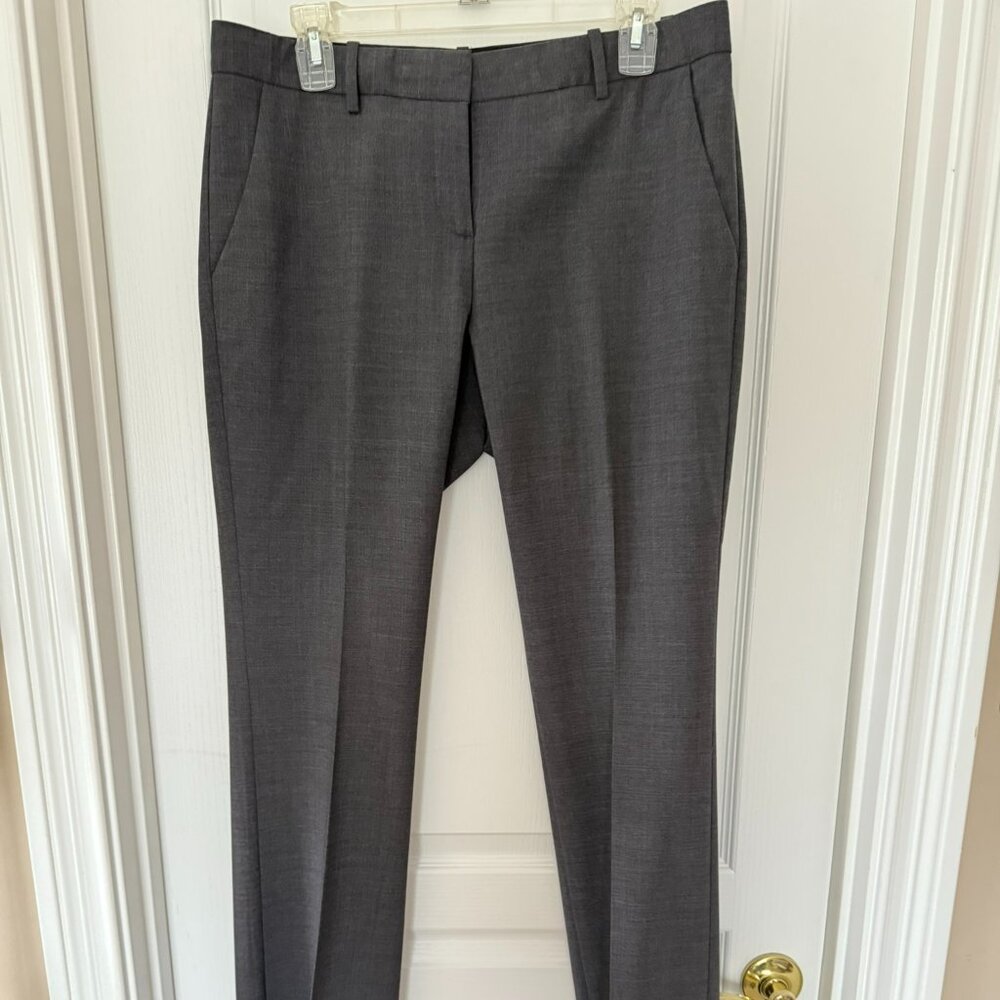 Theory Trouser Straight Leg Grey Pant Size 8